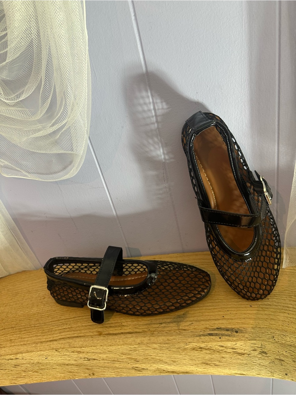 Black Mesh Mary Jane Flats - Picture 7 of 7